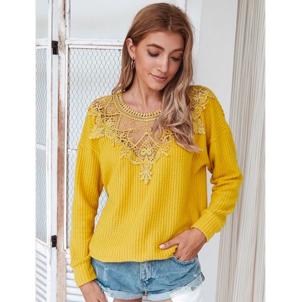 Kameakay Harmony Yellow Lace Sweater